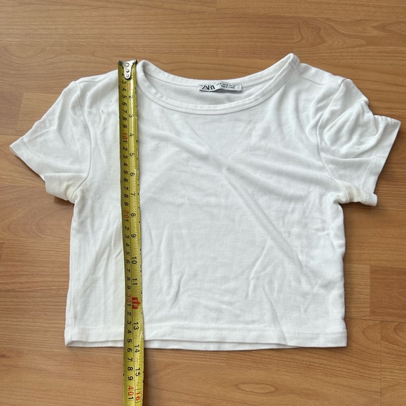 Zara Fitted Crop Top in White - Picture 3 of 5